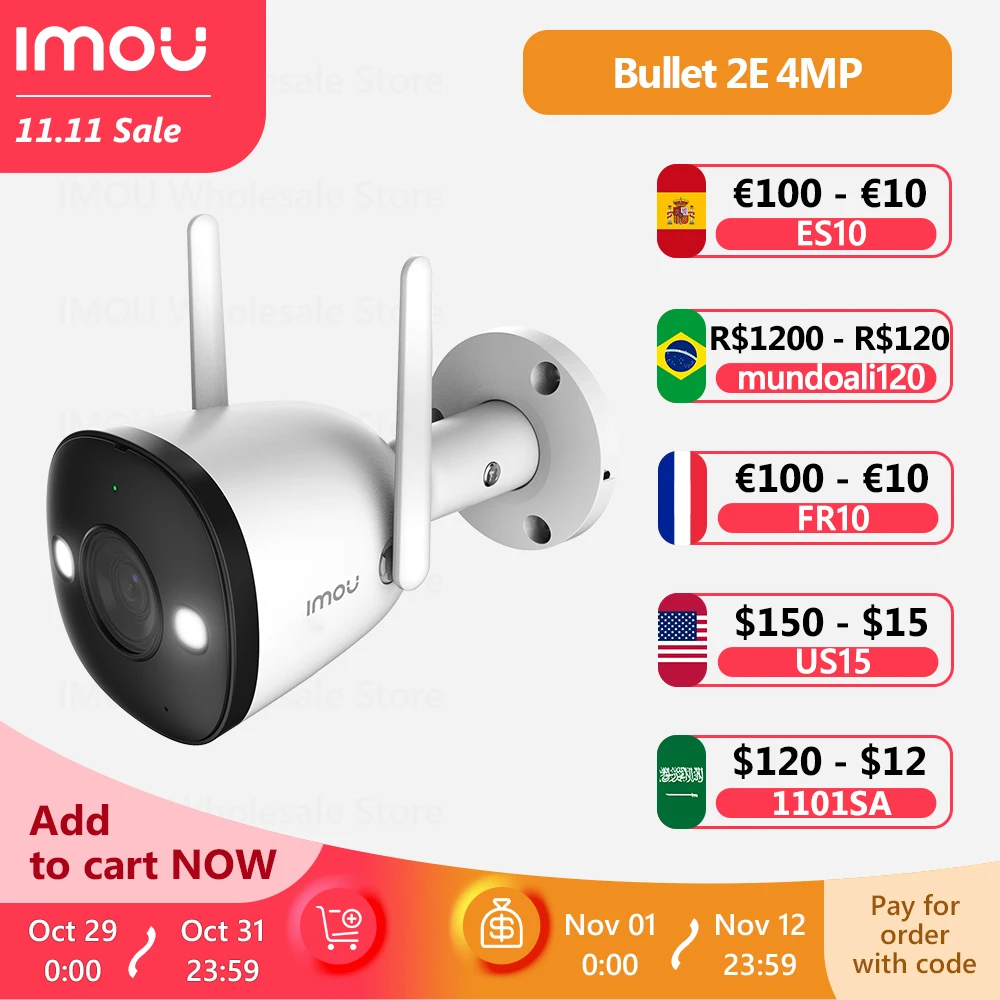 

Imou Bullet 2E 4MP Wifi Camera Outdoor Infrared Night Vision Video Surveillance Waterproof External Dual Antenna Security Camera