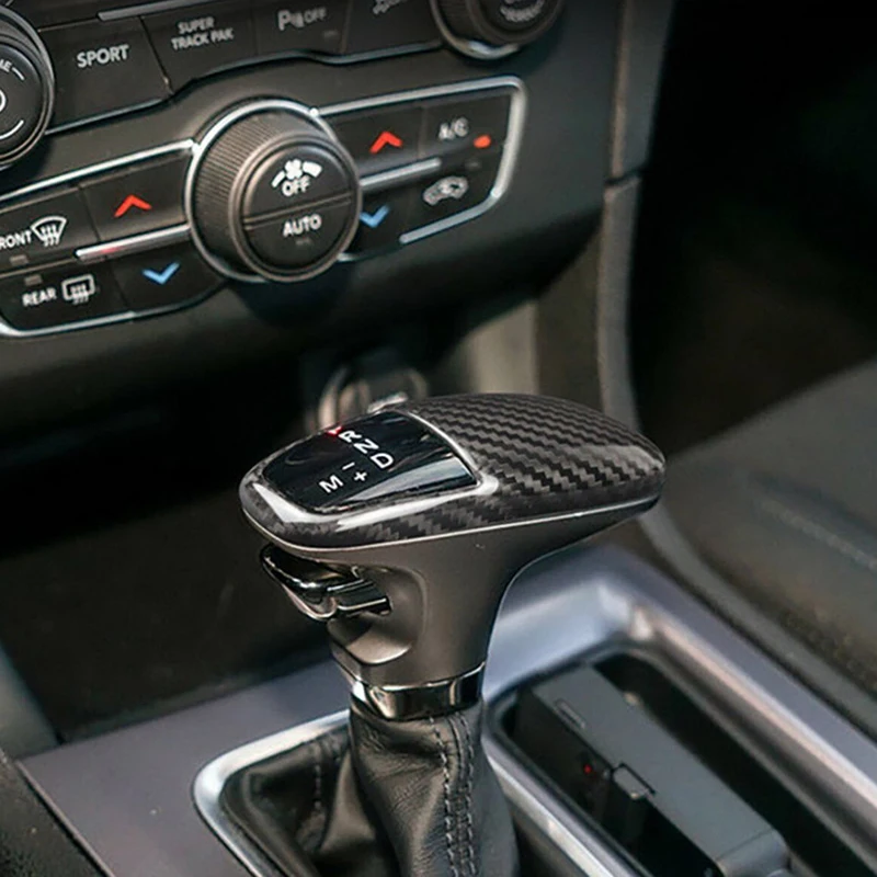 

Carbon Fiber Pattern Car Gear Head Decorative Shell Cover for Dodge Challenger Charger SRT 2015 2016 2017 2018 2019 2020 2021