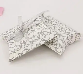 

100pcs/lot print pillow candy box paper wedding party gift box sugar chocolate paper box