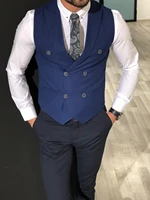 mens suit vest british gentleman double row chalecos tight solid color casual jacket wedding