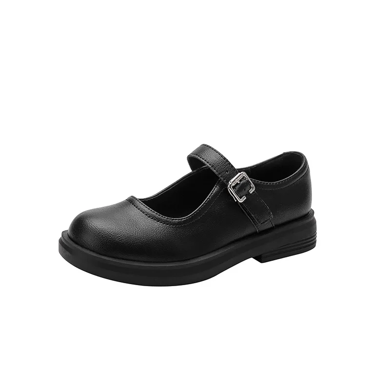 Women Leather Shoes Casual Microfiber Round Solid Color Increase Non-slip Breathable Loafers