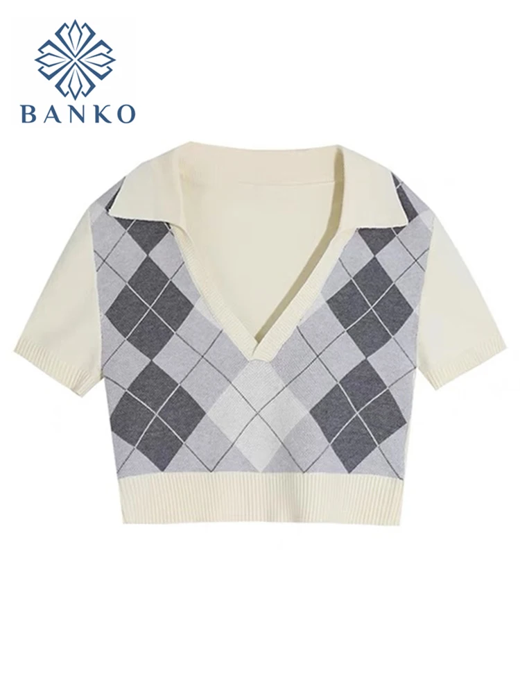 

Женский трикотажный топ-поло с V-образным вырезом