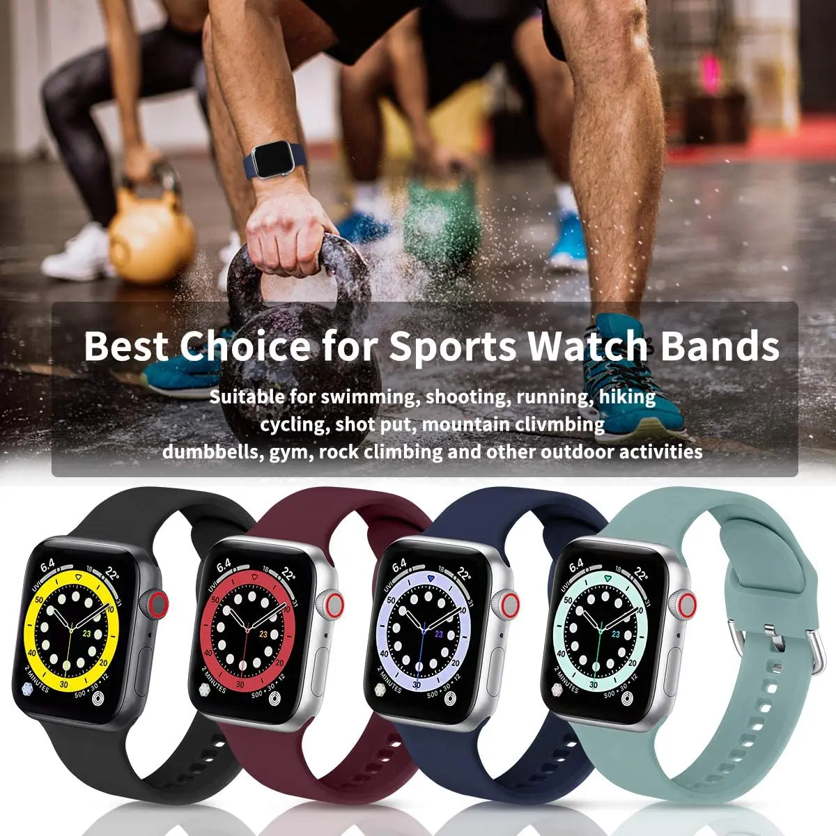 Silicone Strap For Apple Watch Band 45mm 49mm 44mm 42mm 41mm 40mm 38mm Watchband Bracelet Belt iWatch Series 8 7 6 5 4 3 SE band