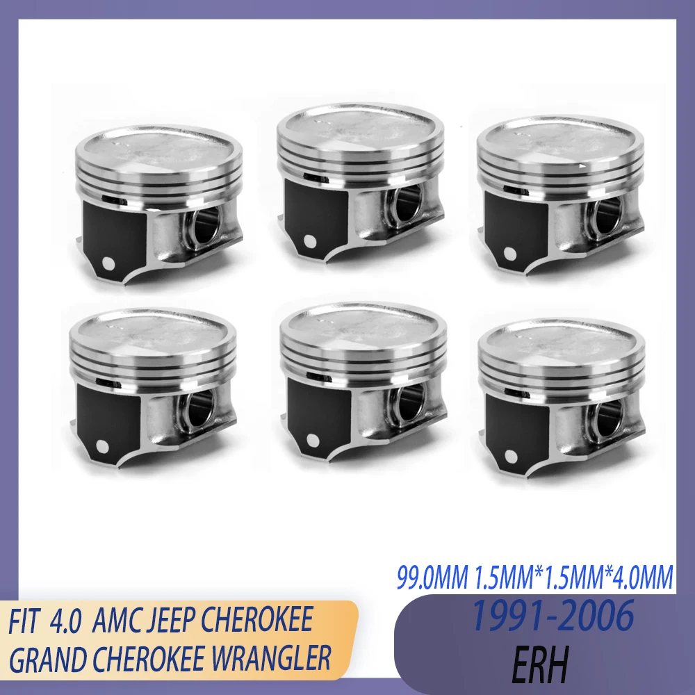 Комплект поршней и колец AMC STD Engine 6 шт. подходит для 91-06 4 0 л 12 В ERH OHV JEEP CHEROKEE GRAND I II