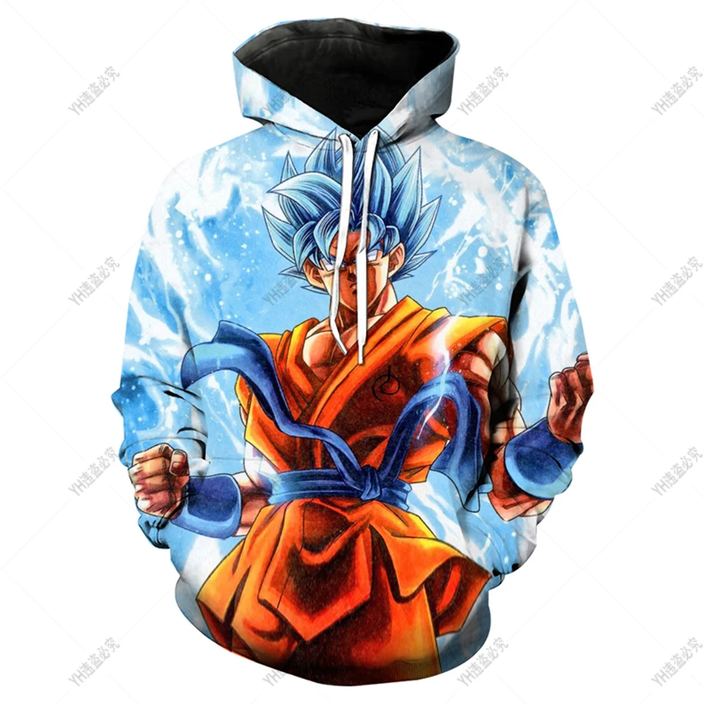 Фото Новая толстовка с капюшоном Dragon-Ball Z, повседневная детская модная толстовка, уличная одежда с 3D принтом, крутой Повседневный Топ с дракониче... №3