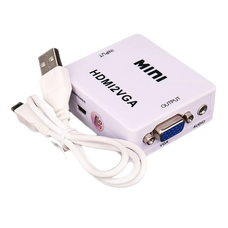 

Мини-адаптер HDMI-совместимый с VGA-преобразователь с аудио HDMI2VGA-кабелем для ПК ноутбука ТВ-приставки компьютера проектора дисплея