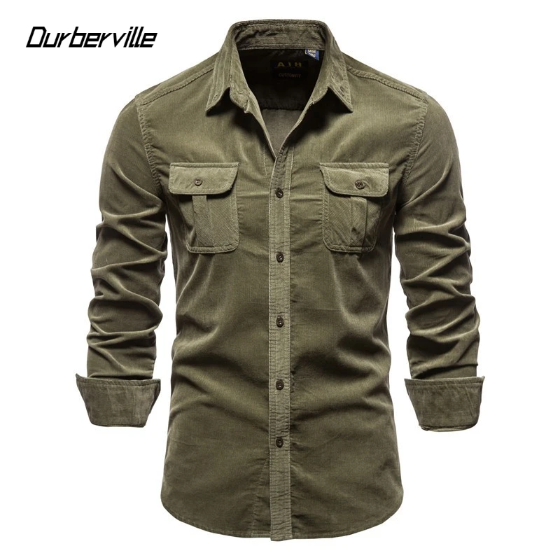 

Corduroy Men's Shirts Retro Slim Casual Shirts Men's New