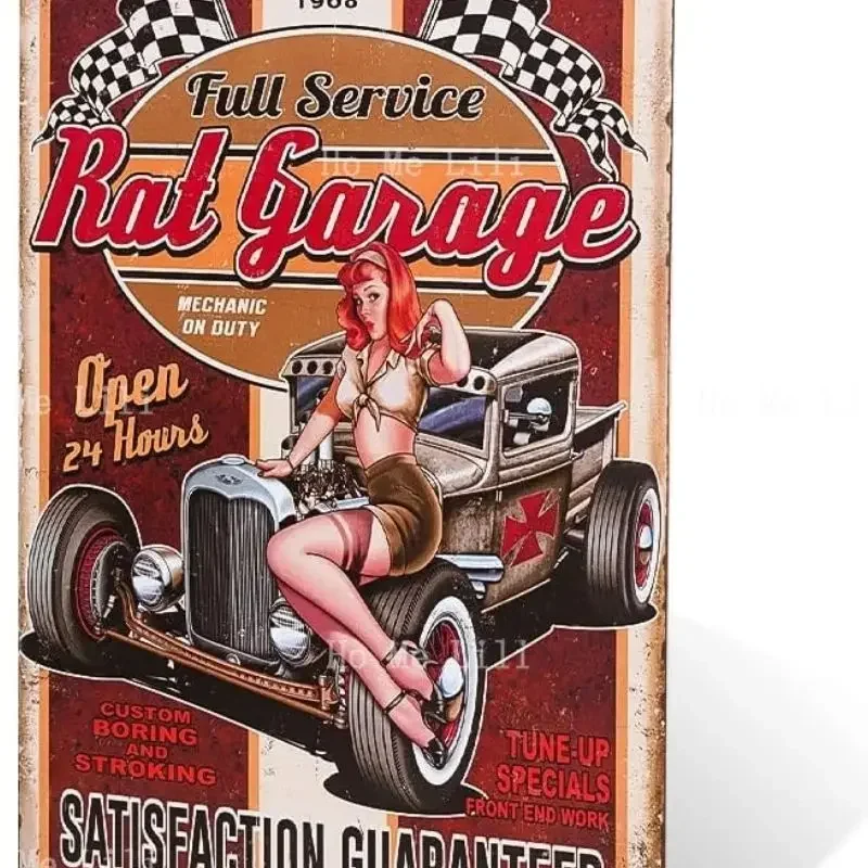 Dingleiever Крыса Гараж Металлическая Вывеска Винтаж Домашний Декор Настенное