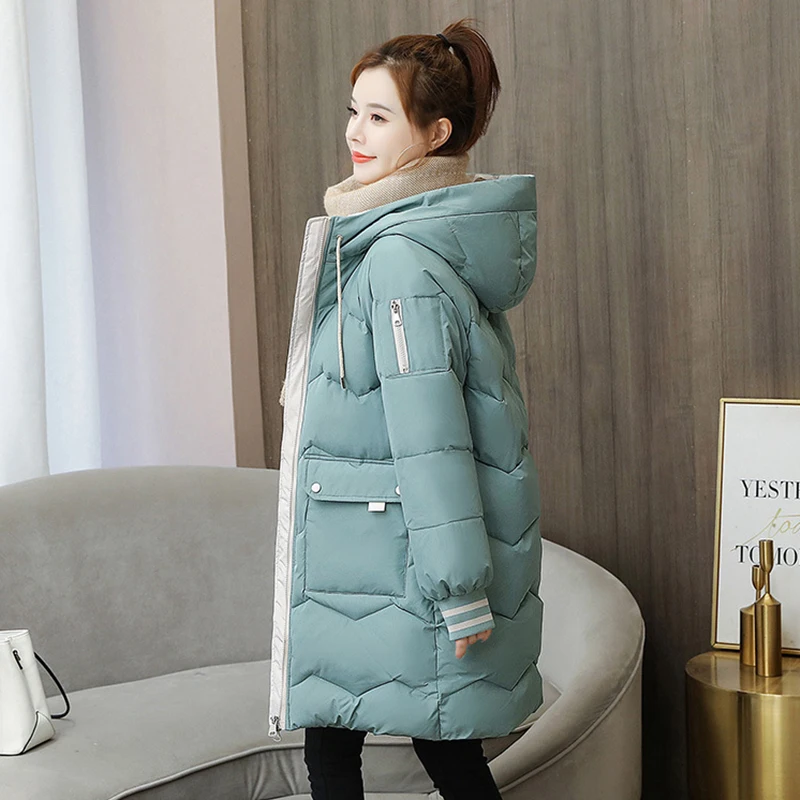 2022 Winter Women Jacket Coats Long Parkas Female Down cotton Hooded Overcoat Thick Warm Jackets Windproof Casual Student Coat