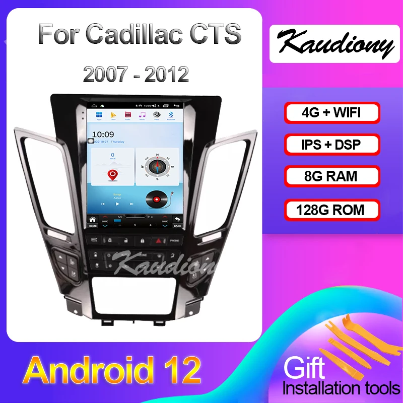 

Kaudiony Tesla Style Android 12 For Cadillac CTS Car DVD Multimedia Player Auto Radio GPS Navigation 4G Stereo WIFI 2007-2012
