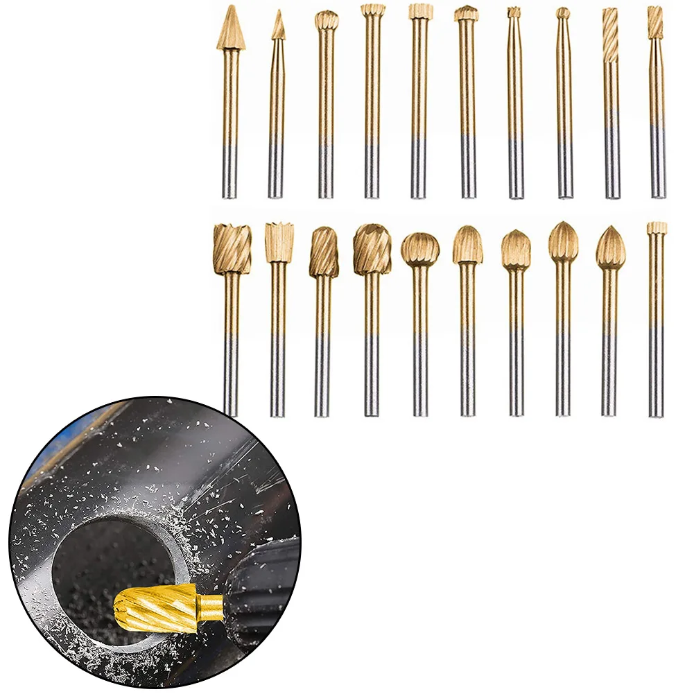 

20pcs High Speed Steel Rotary File 1/8 Inch Shank For Engraving Beveling Grooving Polishing Rotary Burrs Rotary Tool Parts