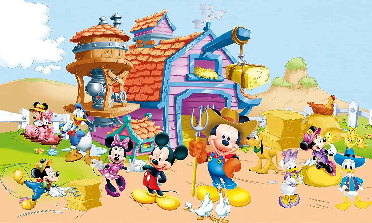 Фотофон с изображением фермы для Микки предметы вечевечерние темы праздничный