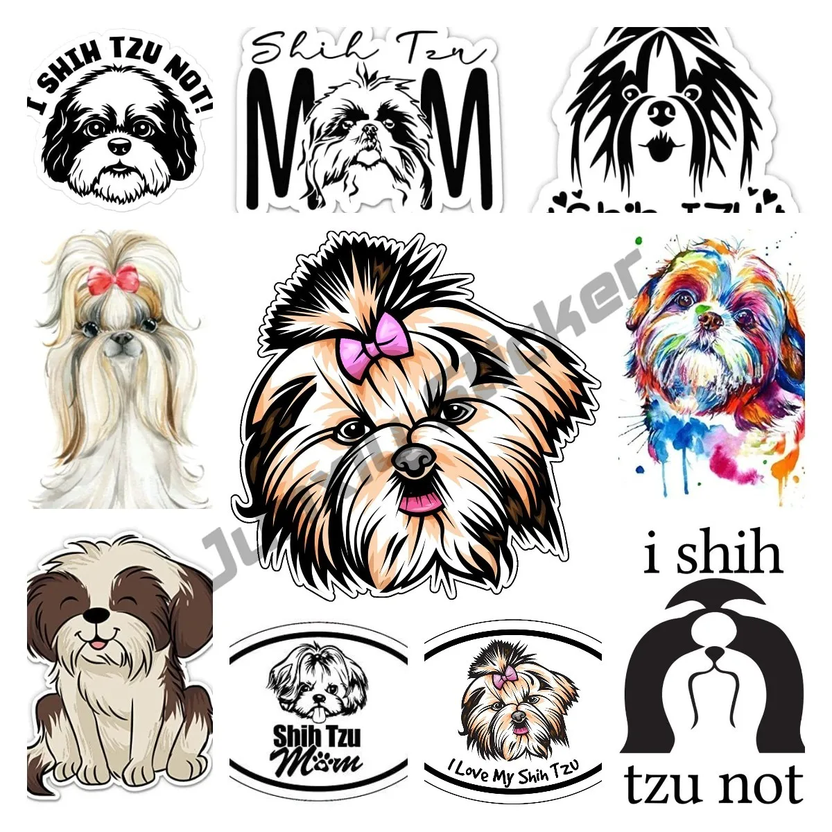 

Smiling Shih Tzu Vinyl Decal Breed Dog Bumper Sticker for Laptops Tumblers Windows Cars Trucks Walls Car anime accessorie