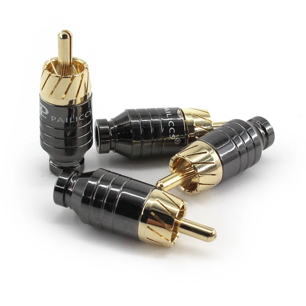 Hi-Fi 4 шт. позолоченная медь Paliccs RCA разъем адаптера подходит для кабеля диаметром 5