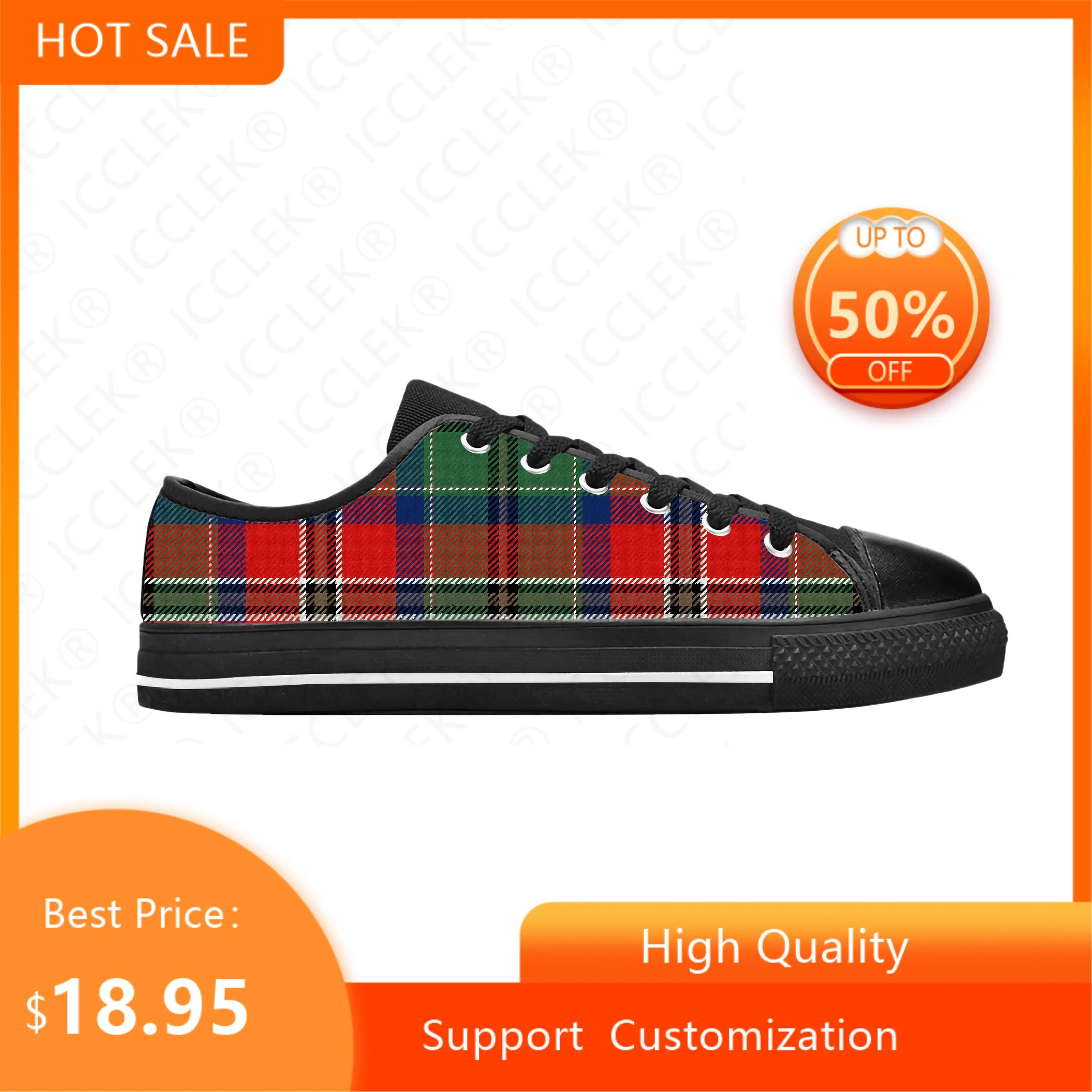 

Шотландская шотландская Стюарта, шотландская клетчатая крутая Повседневная Тканевая обувь maccullake, удобные дышащие кроссовки с 3D принтом для мужчин и женщин