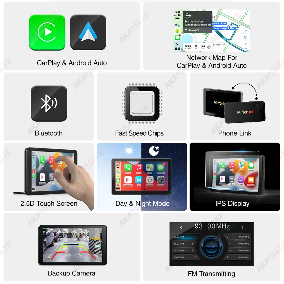 9-дюймовый универсальный монитор CarPlay навигация Android автоматический экран AUX Bluetooth