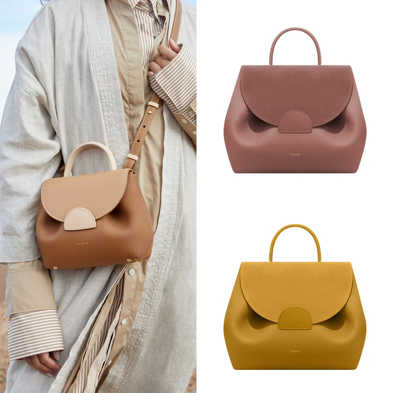 

fashion versatile portable diagonal bag Polene Paris bag leather high-grade feeling light luxury smiling face bag women's bag