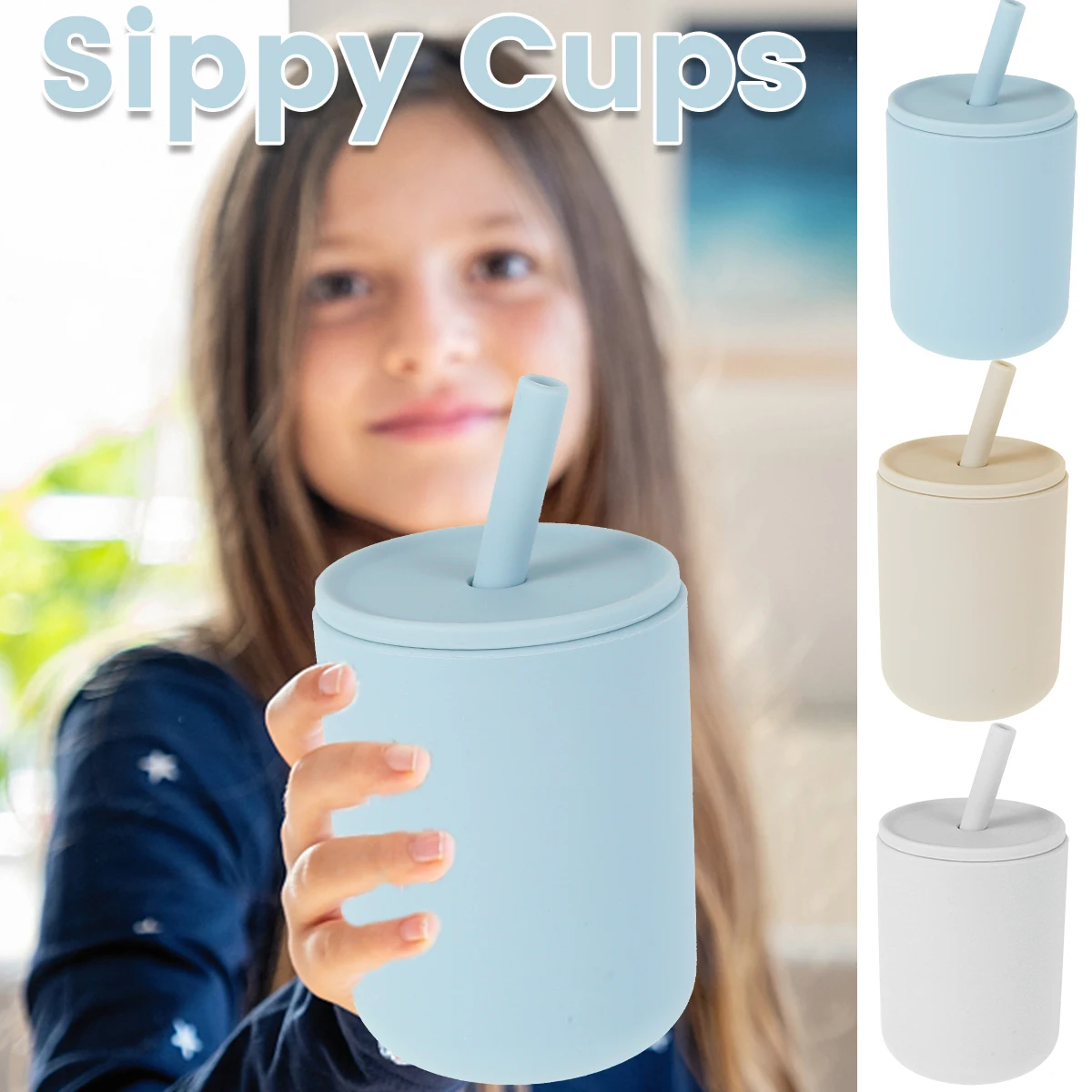 

Чашки для малышей с соломинкой из пищевого силикона, открывающаяся чашка для малышей, не содержит Бисфенол А, чашка-стакан для обучения мелк...