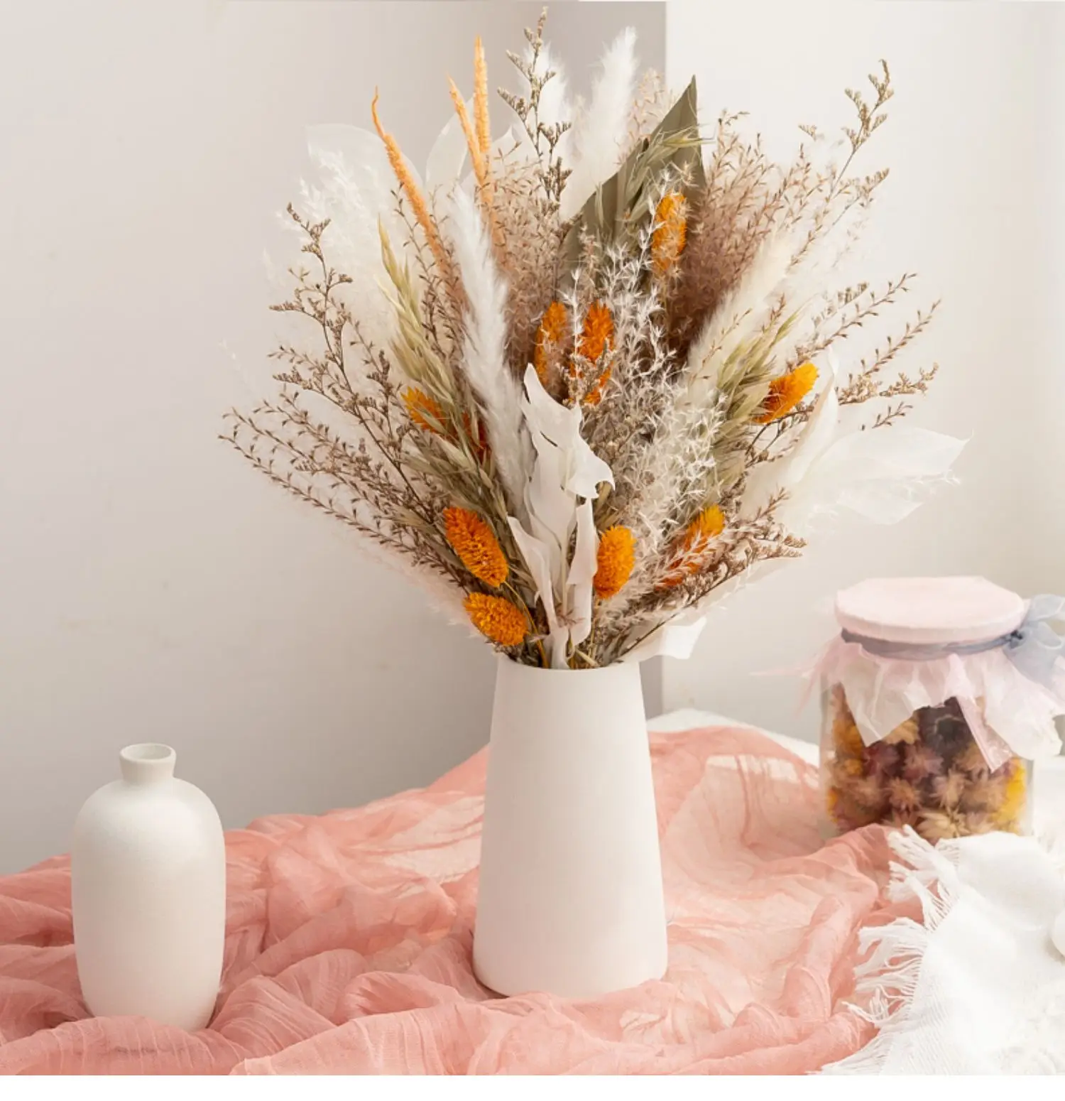 

New All Over The Sky Stars Rabbit Tail Reed Flower Bouquet Home Festival Net Red Leaf Fan Orange Leaf Decoration Decoration