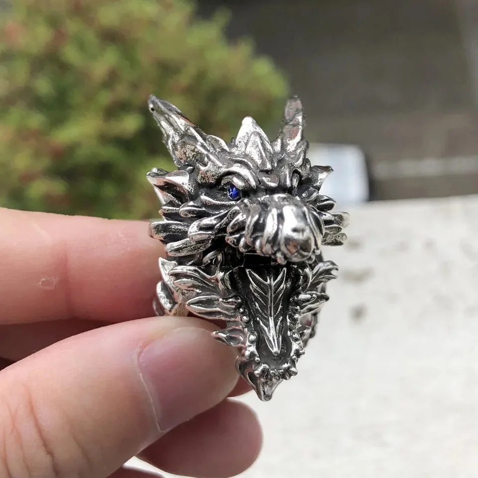 Мужское винтажное Открытое кольцо в стиле панк с головой дракона 1 шт.