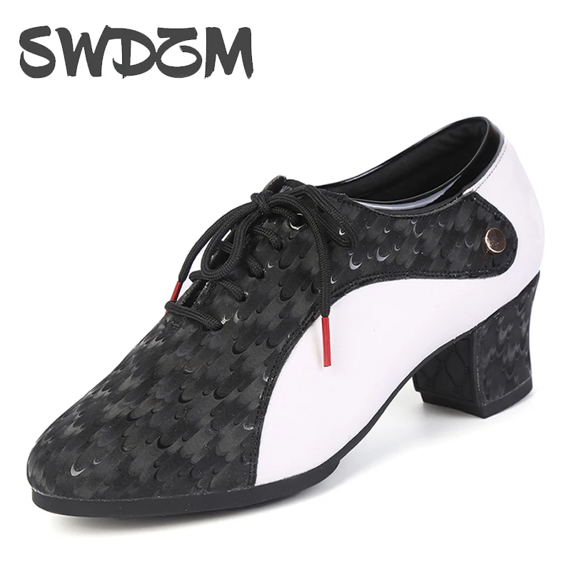 

DKZSYIM Women Latin Modern Tango Dance Shoes Ballroom Dance Shoes Men Shoes For Boy Gril Dance Sneaker Jazz Shoes heel 3.5/5cm