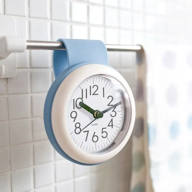 

10.5cm Mute Wall Clock Bathroom Anti-Fog Waterproof Household Kitchen Toilet Suction Cup Hook Small Quartz Table Mini Clocks NEW