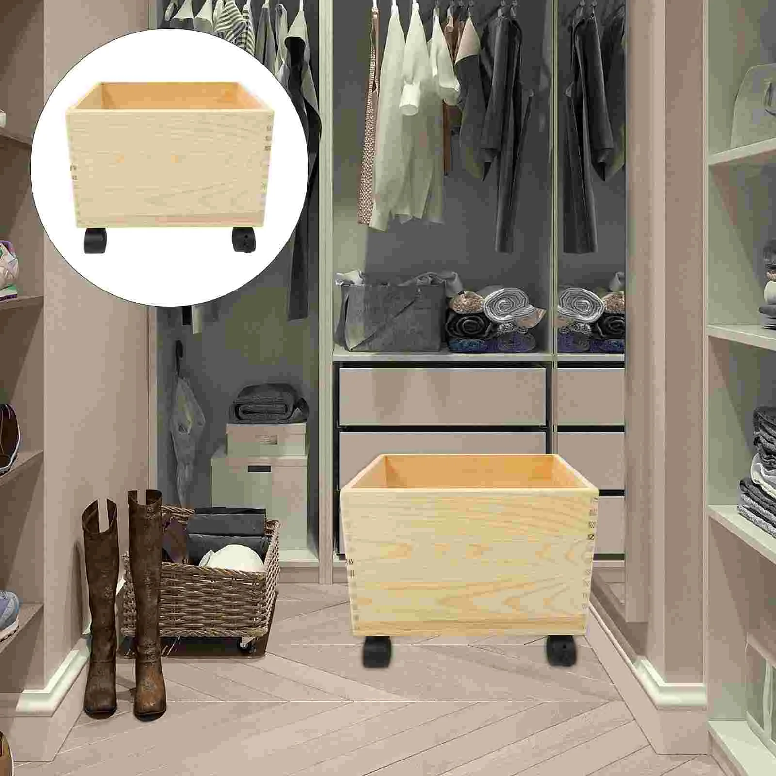 

Деревянная коробка для хранения на роликах, бытовой Органайзер для всякой всячины, контейнер для одежды из АБС-пластика