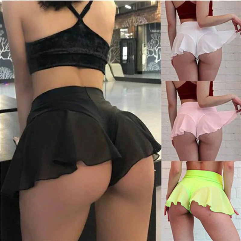 

Womens Sexy Sports Shorts Tennis Skirt New Girls Gym Short Dance Skirt Shorts Solid Color Pantskirt Anti-Emptied Short Pant