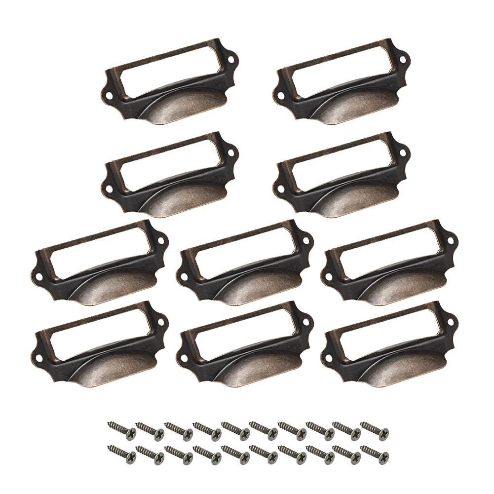 

10pcs Retro Drawer Handle Label Tag Pull Handle Jewelry Box Cabinet Frame File Card Holder Furniture Hardware