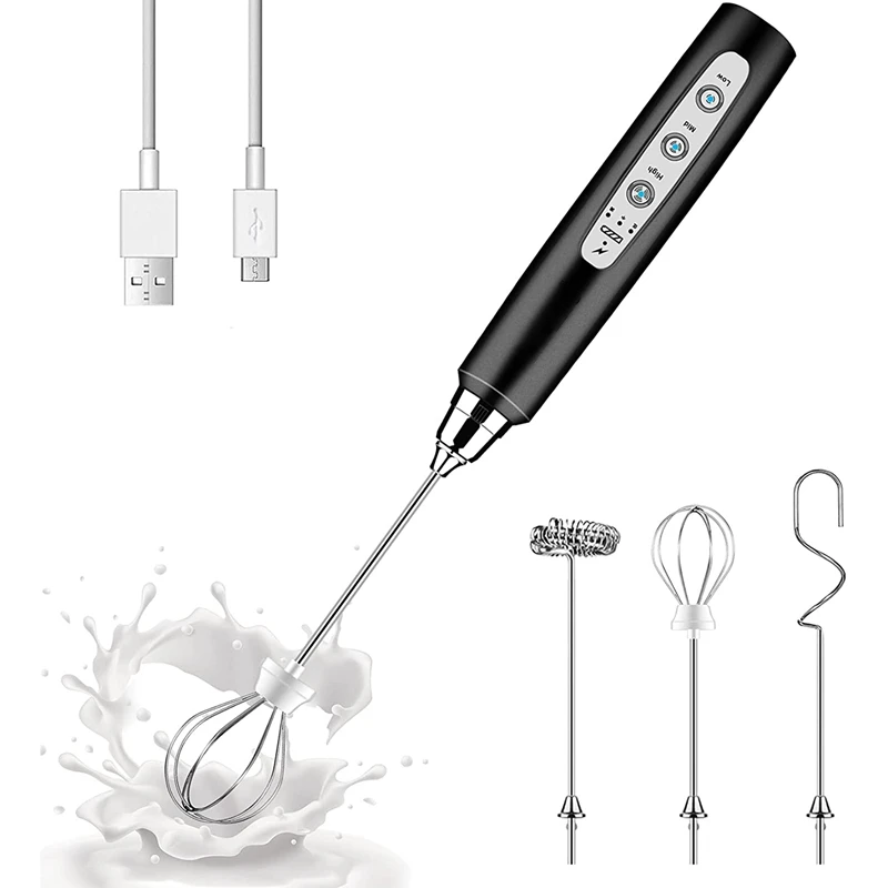 

Milk Frother Handheld,USB Rechargeable Electric Foam Maker, 3 Speeds Adjustable Mini Electric Frother for Coffee,Egg Mix