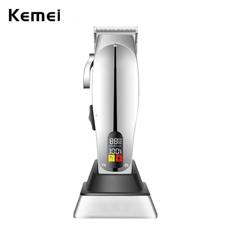 Kemei 12480 Professional Master Barber Shop Hair Clipper Cordless Lithium Ion Adjustable Blade Hair Trimmer Hair Cutting Machine
