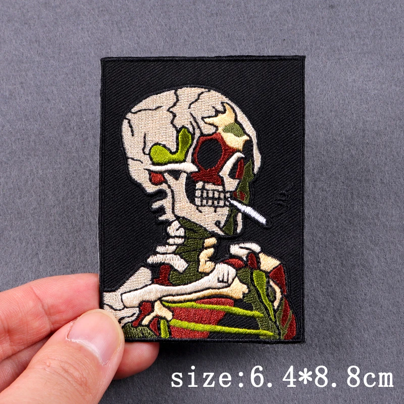 Патчи с черепом в стиле панк наклейки для одежды вышивкой квадратной формы