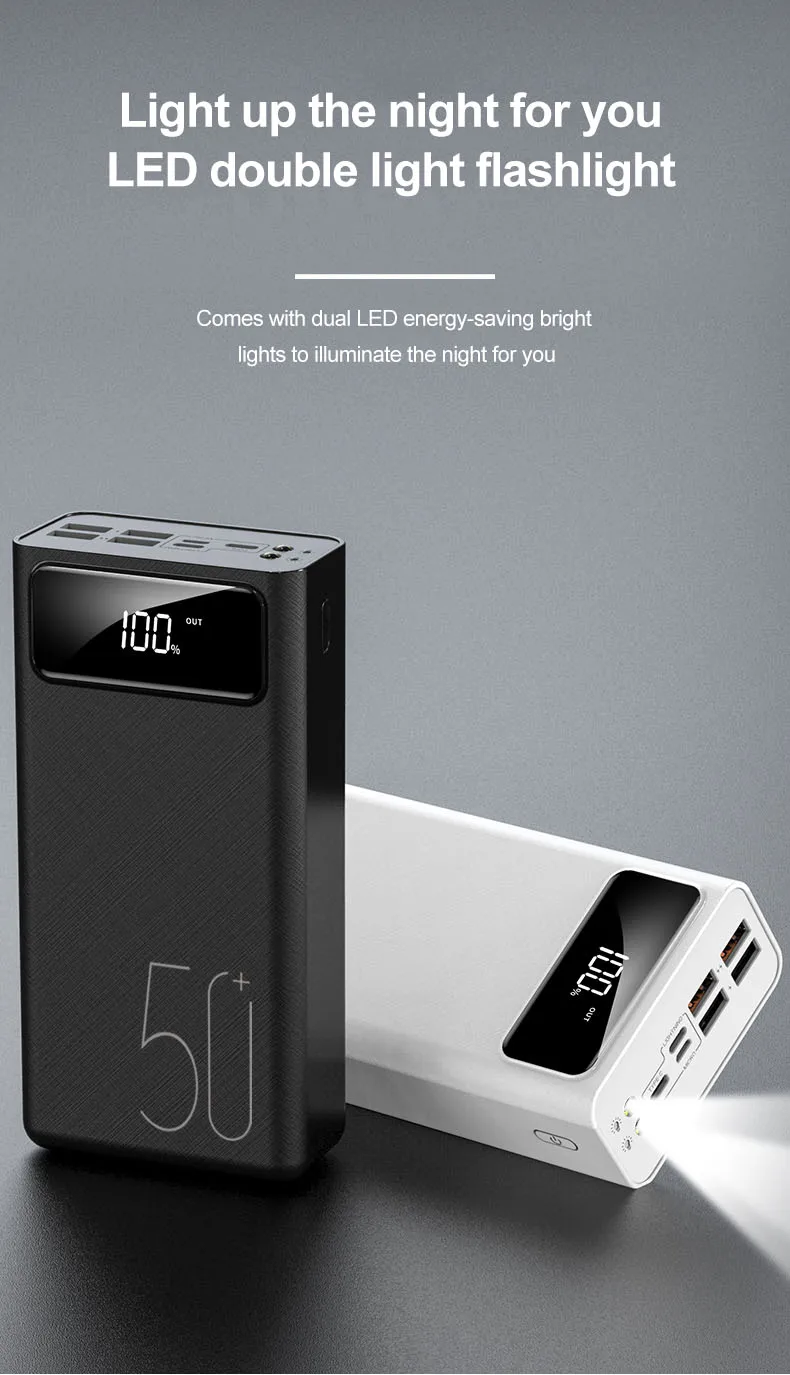 Внешний аккумулятор с быстрой зарядкой 50000 мАч портативное зарядное устройство