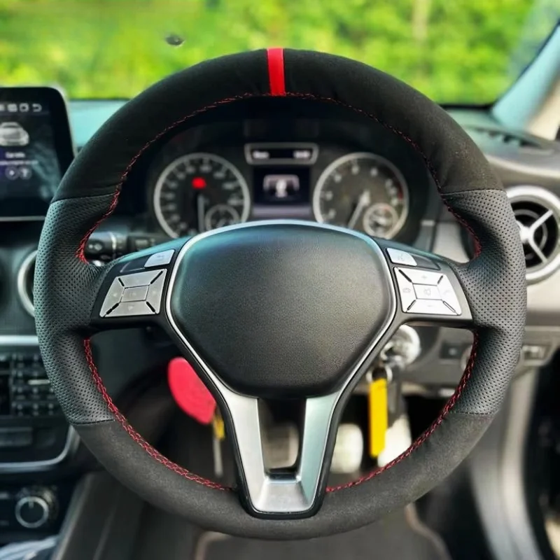 

Замшевый кожаный чехол на руль ручного шитья для Mercedes Benz W176 W246 A-Class C-Class W204 C117 C218 X218 W212 C207 A207
