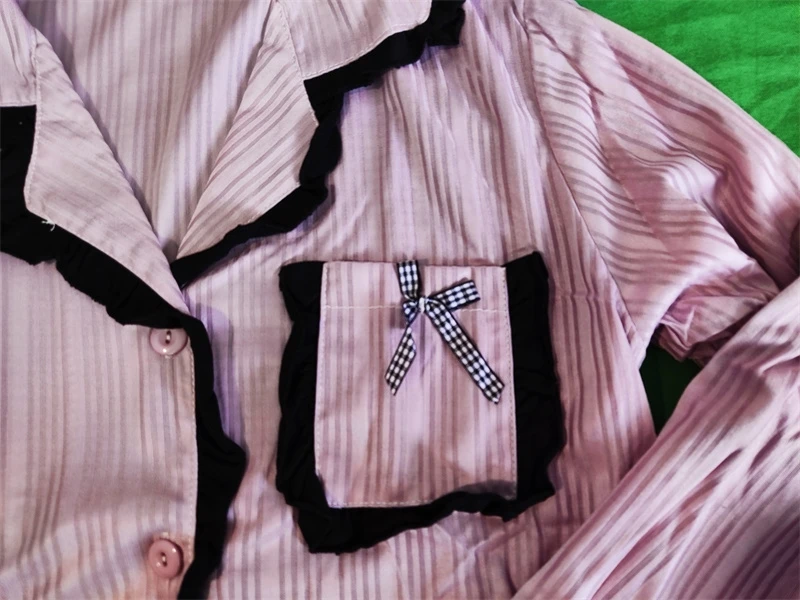 Women's Purpl Pajamas Set Full Sleeve Tops Sleepwear 2Piece/Set Casual Women Pyjama Big Size Cozy Sweet Bow Homewear