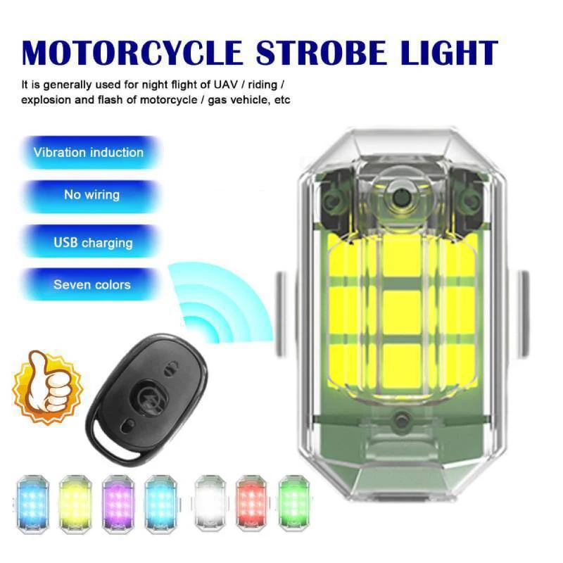 

Waterproof LED Anti-collision Warning Light Rechargeable Motorcycle Flashing Taillight for Bicycle Aircraft Drone Strobe Light