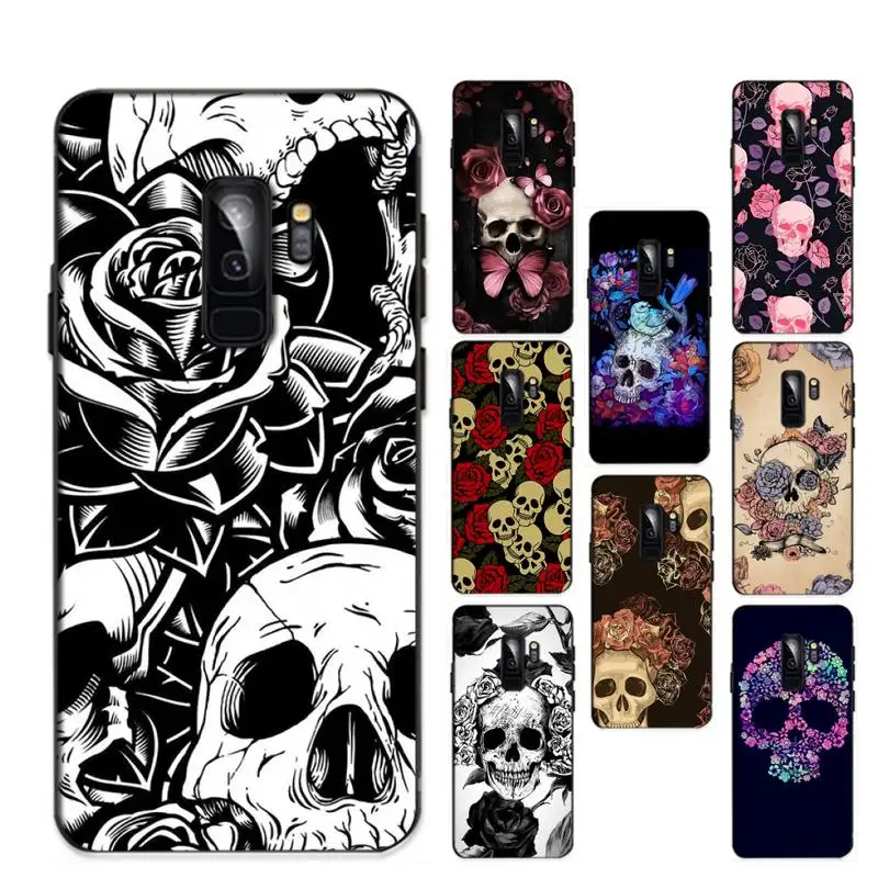

Retro Skull Flowers Phone Case for Samsung S20 lite S21 S10 S9 plus for Redmi Note8 9pro for Huawei Y6 cover