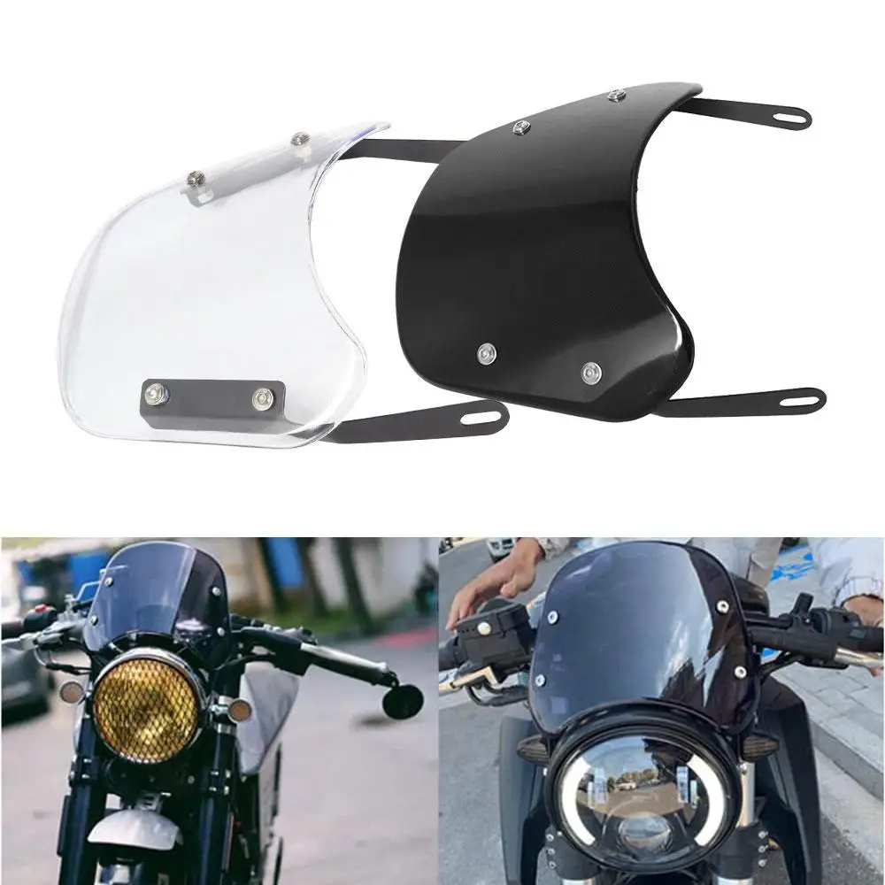 

Universal Dashboard Sun Visor Motorcycle Windshield Retro Wind Deflector Windscreen Modified Parts Protective Plate Cover 5-7 In