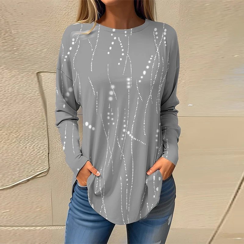 

Женская футболка с круглым вырезом и принтом, свободного покроя