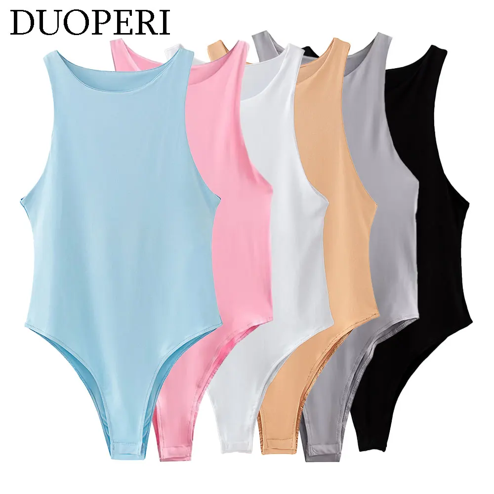 Модный женский разноцветный Повседневный комбинезон DUOPERI y2k с круглым вырезом