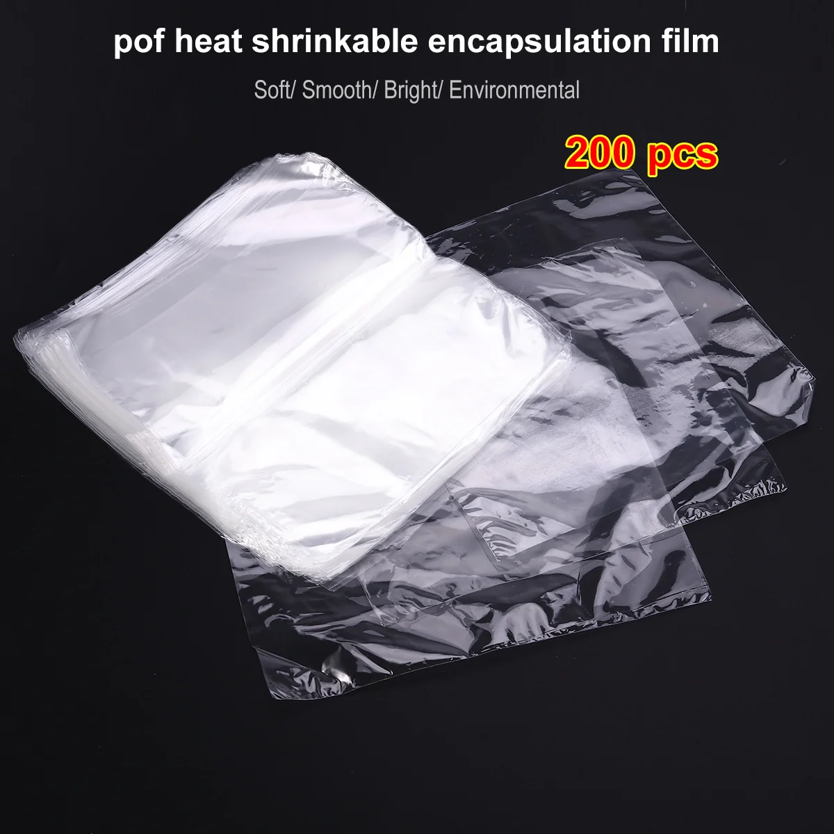 

200 Pcs 6X6 inch Waterproof POF Heat Shrink Wrap Bags for Soaps Bath Bombs and DIY Crafts (Transparent)