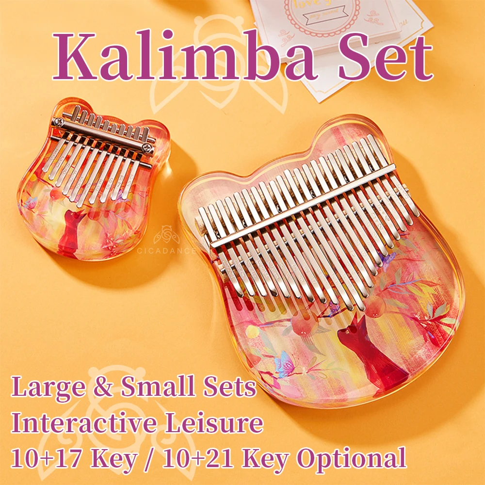 Kalimba Set 10/17/21 Key Thumb Piano Calimba Acrylic Keyboard Musical Instruments with Learning Book  Accessories Birthday Gifts