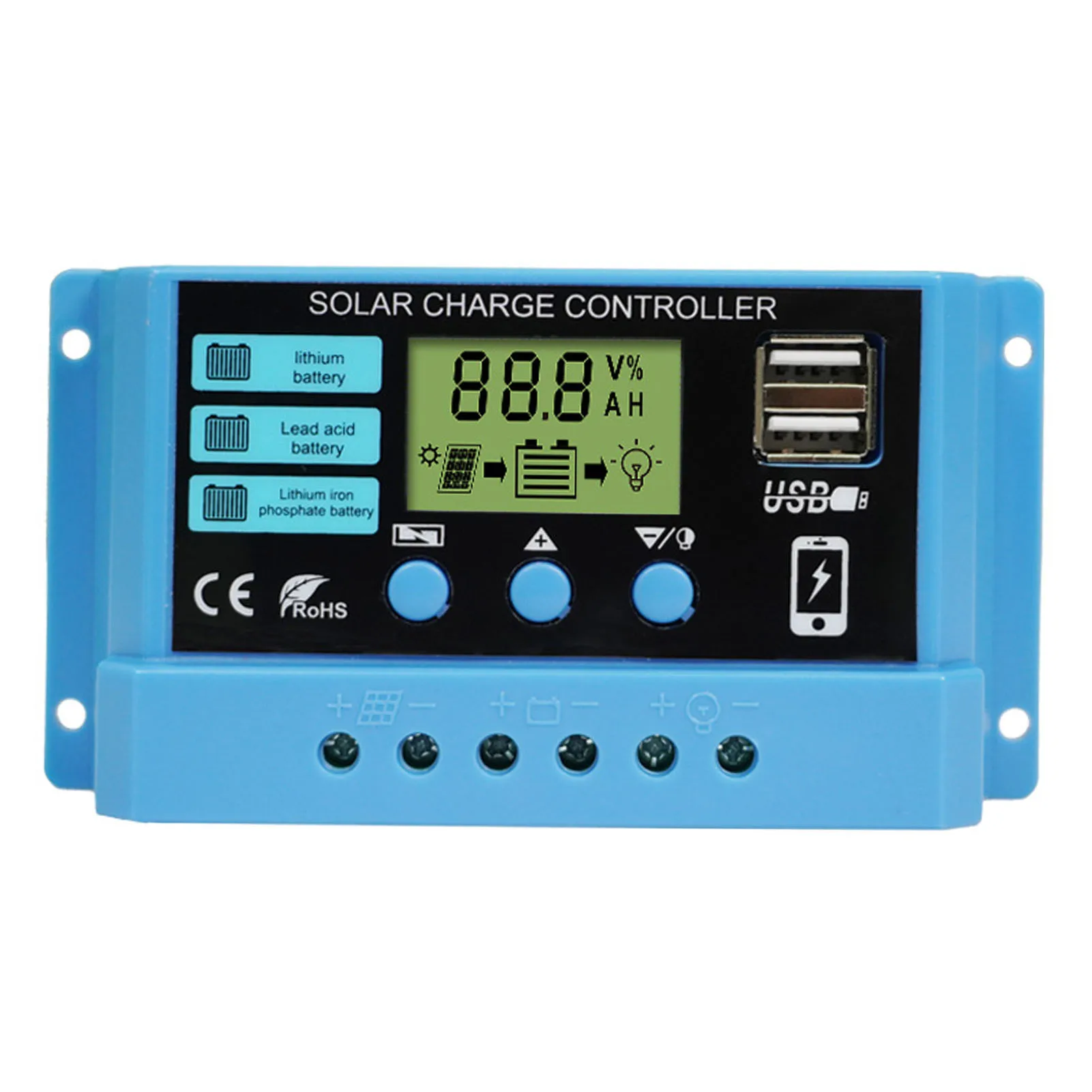 

Solar Charge Controller PWM Solar Panel Battery Intelligent Regulator With Dual USB Port And LCD Display Automatic Solar Charge