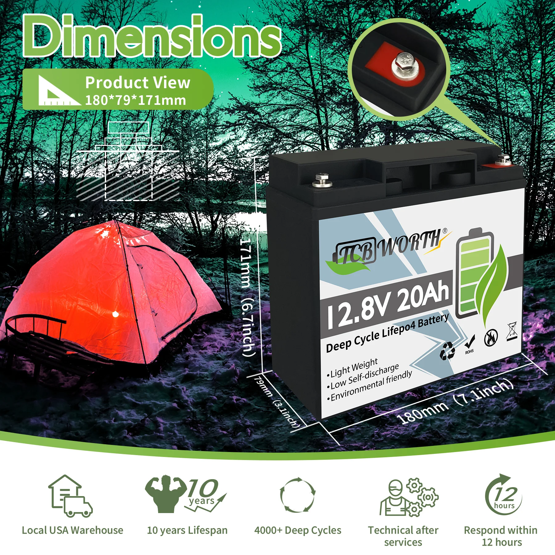 Литий-железо-фосфатная аккумуляторная батарея 12 В 20/30 Ач