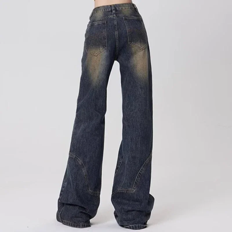 Женские американские ретро уличные джинсы с высокой талией для девочек модные