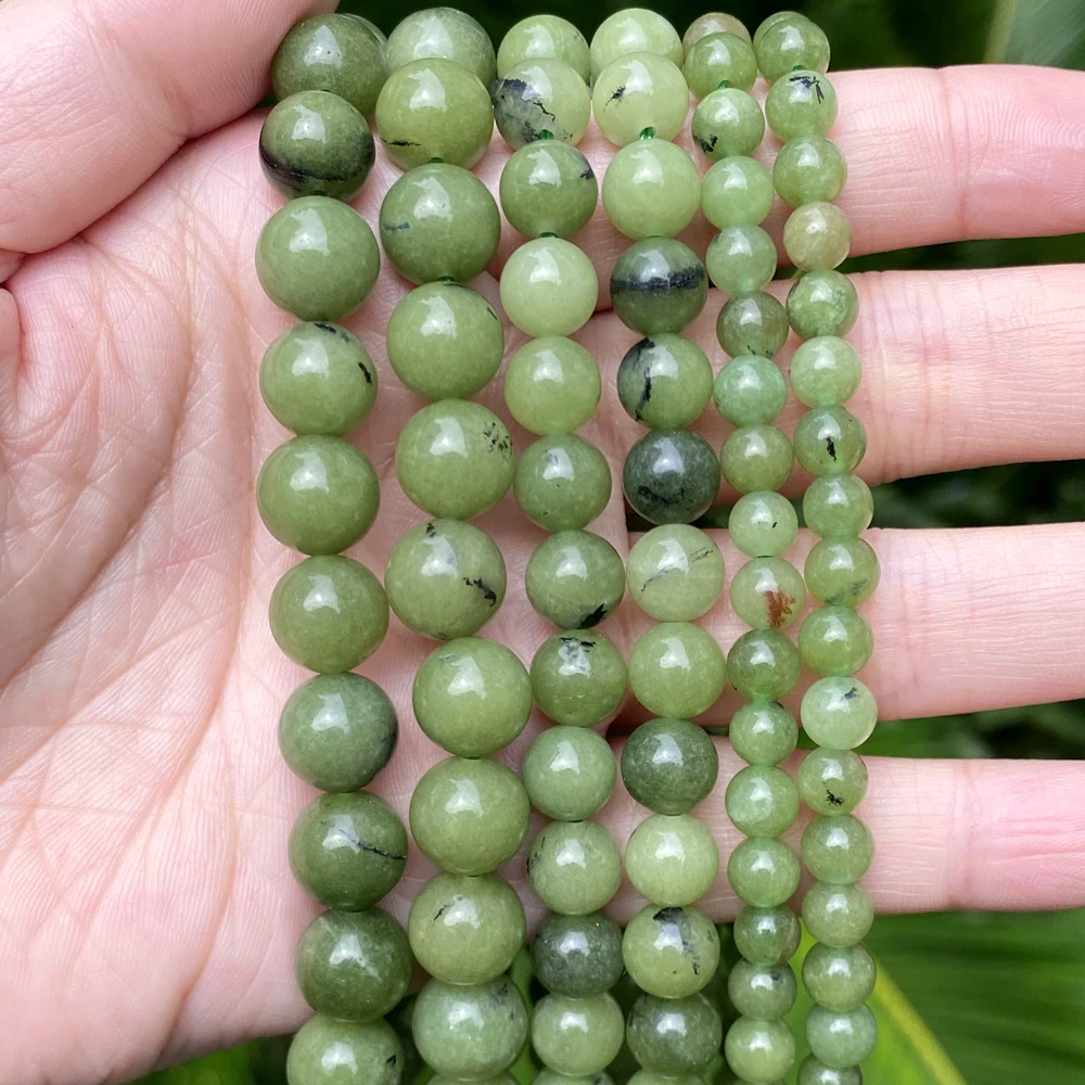 

Natural Canadian Green Jades Stone Beads Round Loose Spacer Beads For Jewelry Making 4/6/8/10mm DIY Bracelet Handmade