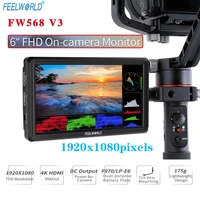 feelworld fw568 v3 4k monitor 6 inch on camera dslr field monitor 3d lut touch screen ips fhd 1920x1080 video camera upgraded