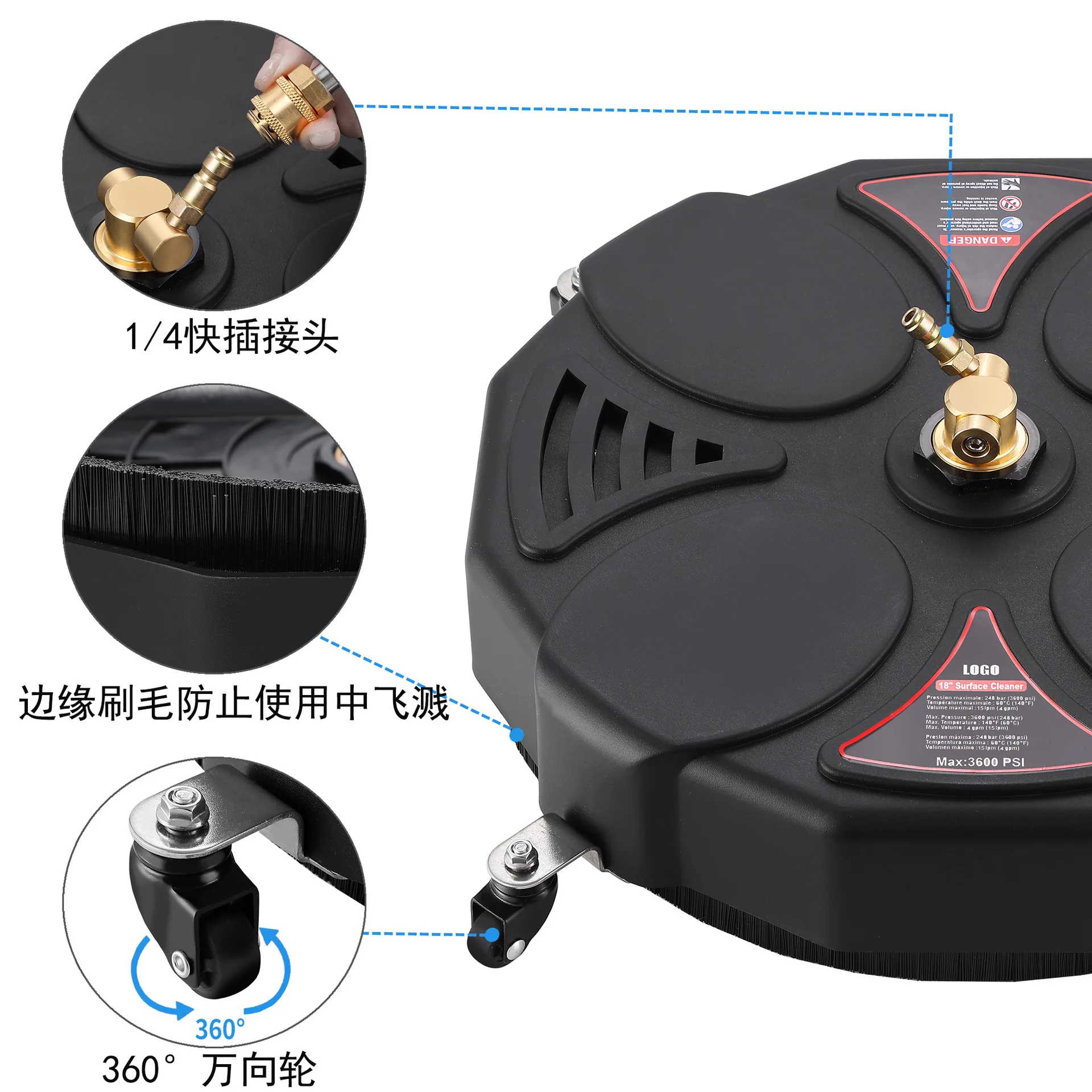 Многофункциональный уборщик высокого давления Круглый садовый очиститель 18
