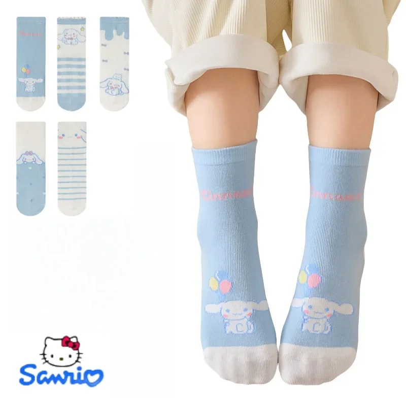 Новые хлопковые носки Sanrio Kuromi для девочек с милым рисунком аниме осенне-зимнее