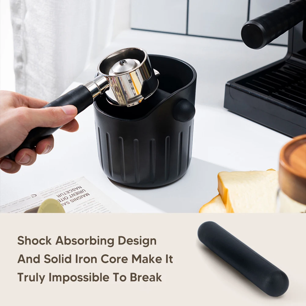 

New Coffee Knock Box Shock-Absorbent Espresso Knock Box for Barista Coffee Grind Anti-slip Grind Dump Bin with Removable Bar